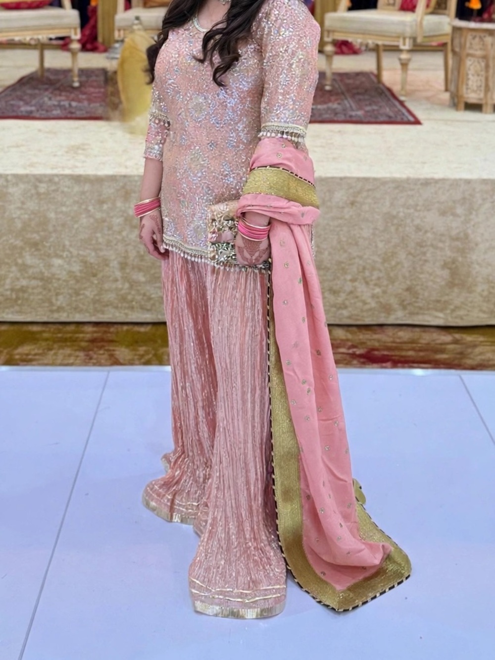 Zainab Zulfiqar Zora Embellished Shirt and Crushed Sharara